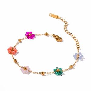 18K Gold Plated Colorful Flower Bracelet